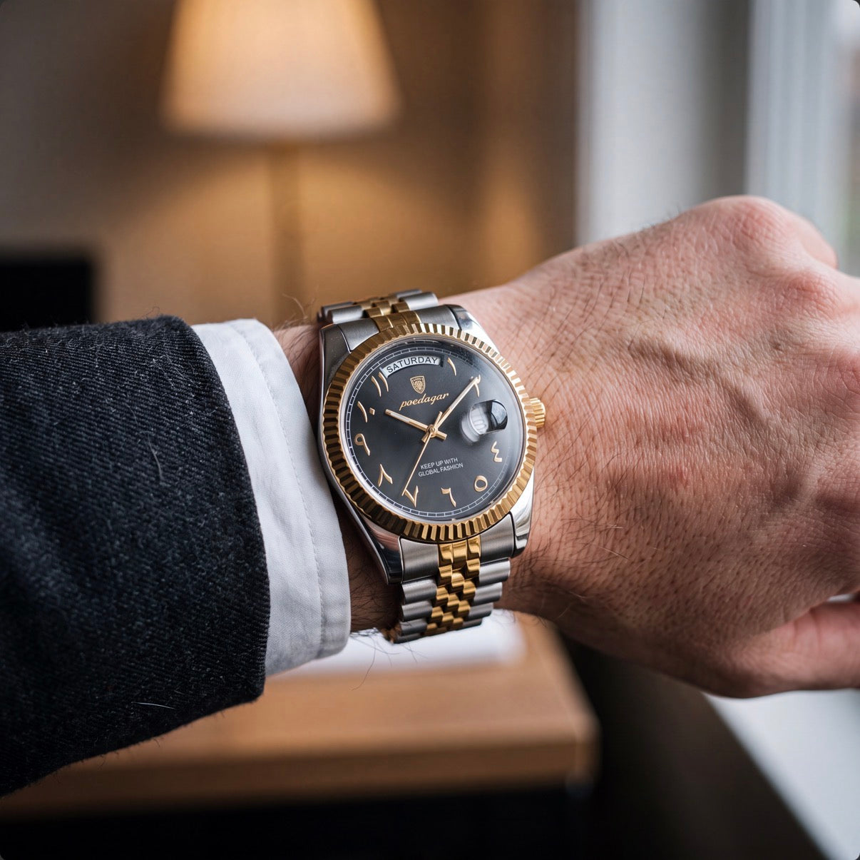 Montre La Cannelée signée L'Heure Juste, acier et bracelet jubilé