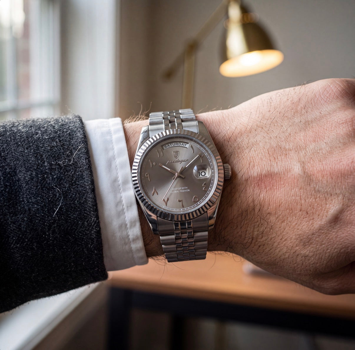 Montre La Cannelée, chiffres arabes sur cadran soleillé – L'Heure Juste