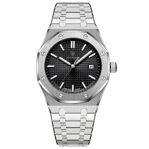 Montre L'Octogone en acier, lunette octogonale à vis apparentes – L'Heure Juste