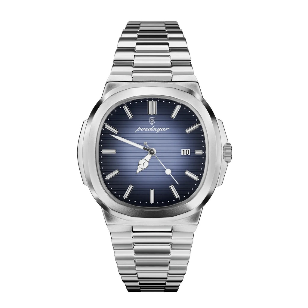 Montre L'Aurore en acier, bracelet intégré au boîtier – L'Heure Juste