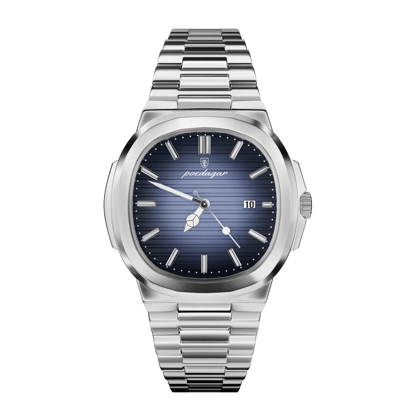Montre L'Aurore en acier, bracelet intégré au boîtier – L'Heure Juste