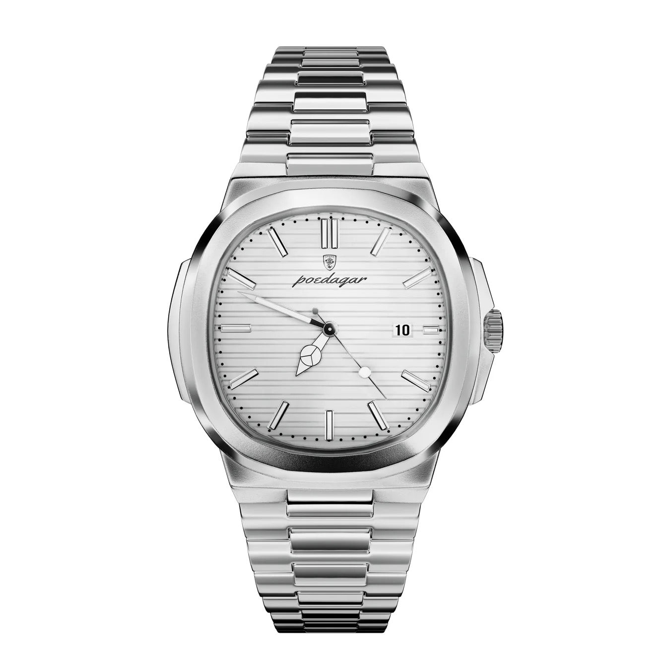 Montre L'Aurore en acier, boîtier intégré et index bâton – L'Heure Juste