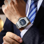 L'Éclat, montre habillée en acier à cadran quadrillé – L'Heure Juste